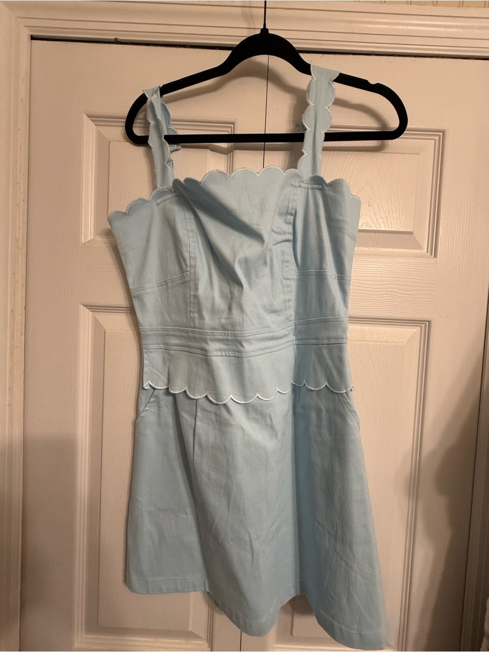 Scallop-Trim Light Blue Mini Sundress